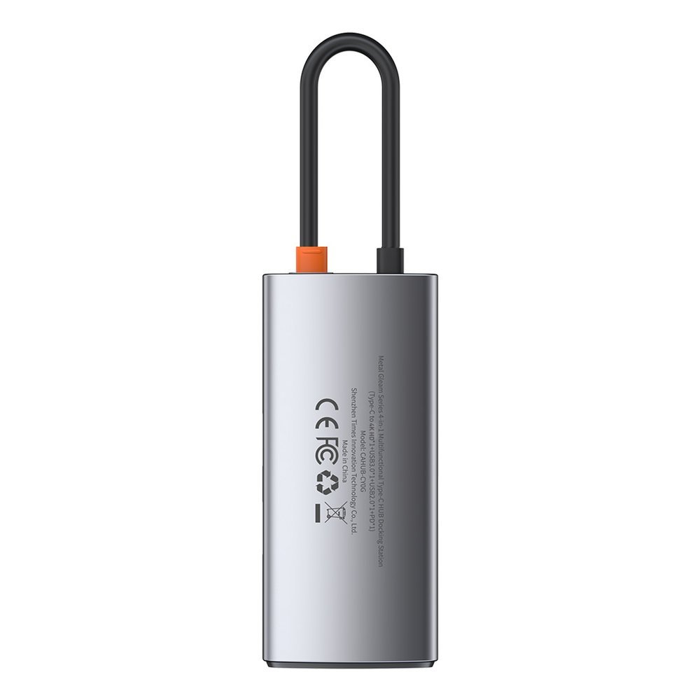USB-C Hub Baseus Metal Gleam, 2 x USB-A - 1 x USB-C - 1 x HDMI, Grey CAHUB-CY0G