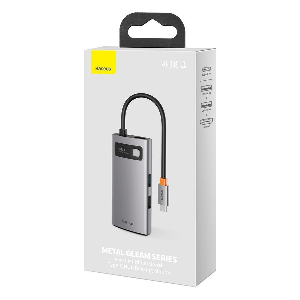 USB-C Hub Baseus Metal Gleam, 2 x USB-A - 1 x USB-C - 1 x HDMI, Grey CAHUB-CY0G