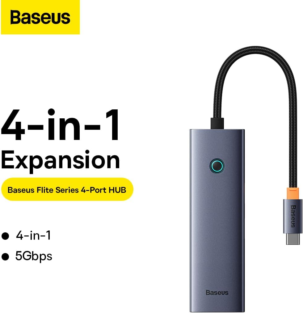 Hub USB-C Baseus UltraJoy, 4 x USB-A 3.0, Gray B0005280A813-03