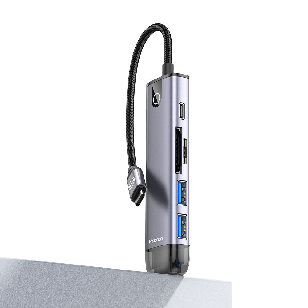 McDodo HU-7740 USB-C Hub, 6in1, Gray
