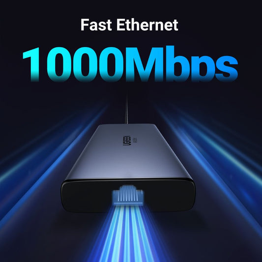 UGREEN CM639 USB-C Hub (45380), 2 x USB-A 3.2 - 3 x USB-C - 2 x HDMI - 1 x RJ45 - 1 x SD - 1 x microSD, Gray