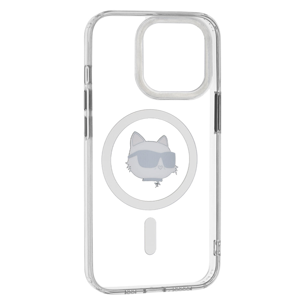 MagSafe Case for Apple iPhone 13 Pro Max, Karl Lagerfeld, IML Metal Choupette's Head, White