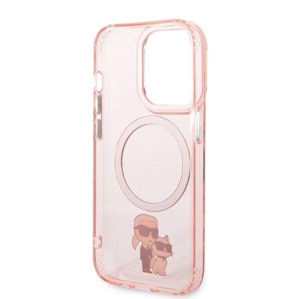 MagSafe Case for Apple iPhone 14 Pro, Karl Lagerfeld, Ikonik Karl & Choupette, Pink