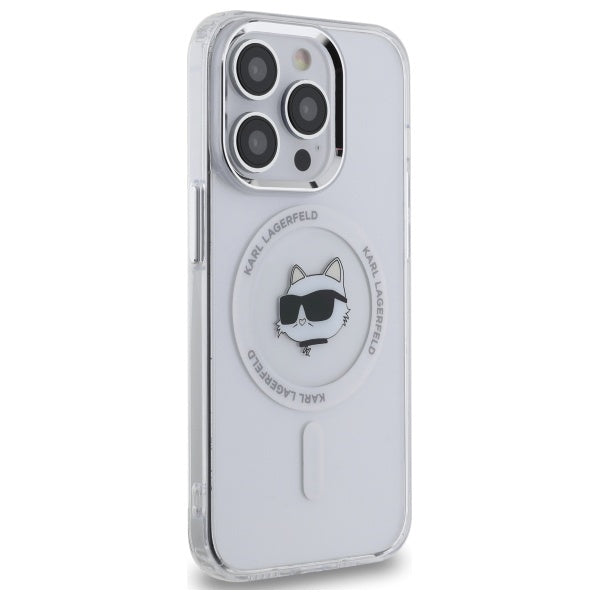 MagSafe Case for Apple iPhone 14 Pro, Karl Lagerfeld, IML Metal Choupette's Head, White