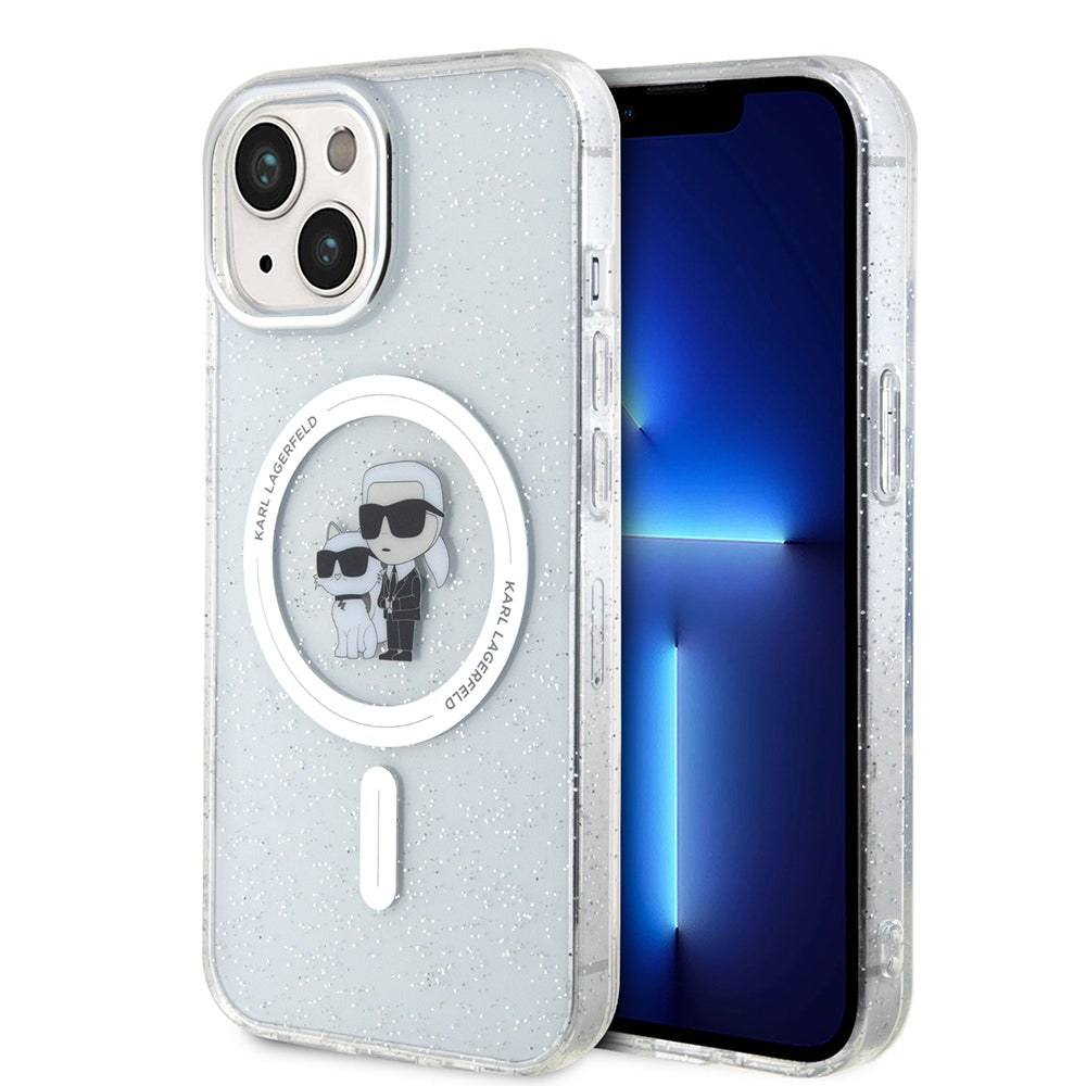 MagSafe Case for Apple iPhone 15, Karl Lagerfeld, Glitter, Transparent
