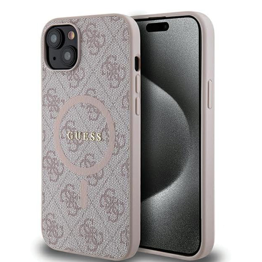 MagSafe Case for Apple iPhone 15 Plus, Guess, 4G Collection, Pink