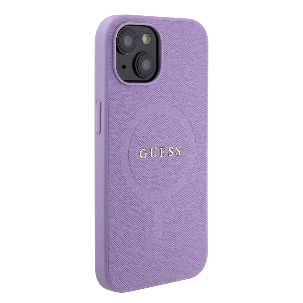 MagSafe Case for Apple iPhone 15 Plus, Guess, Saffiano, Purple