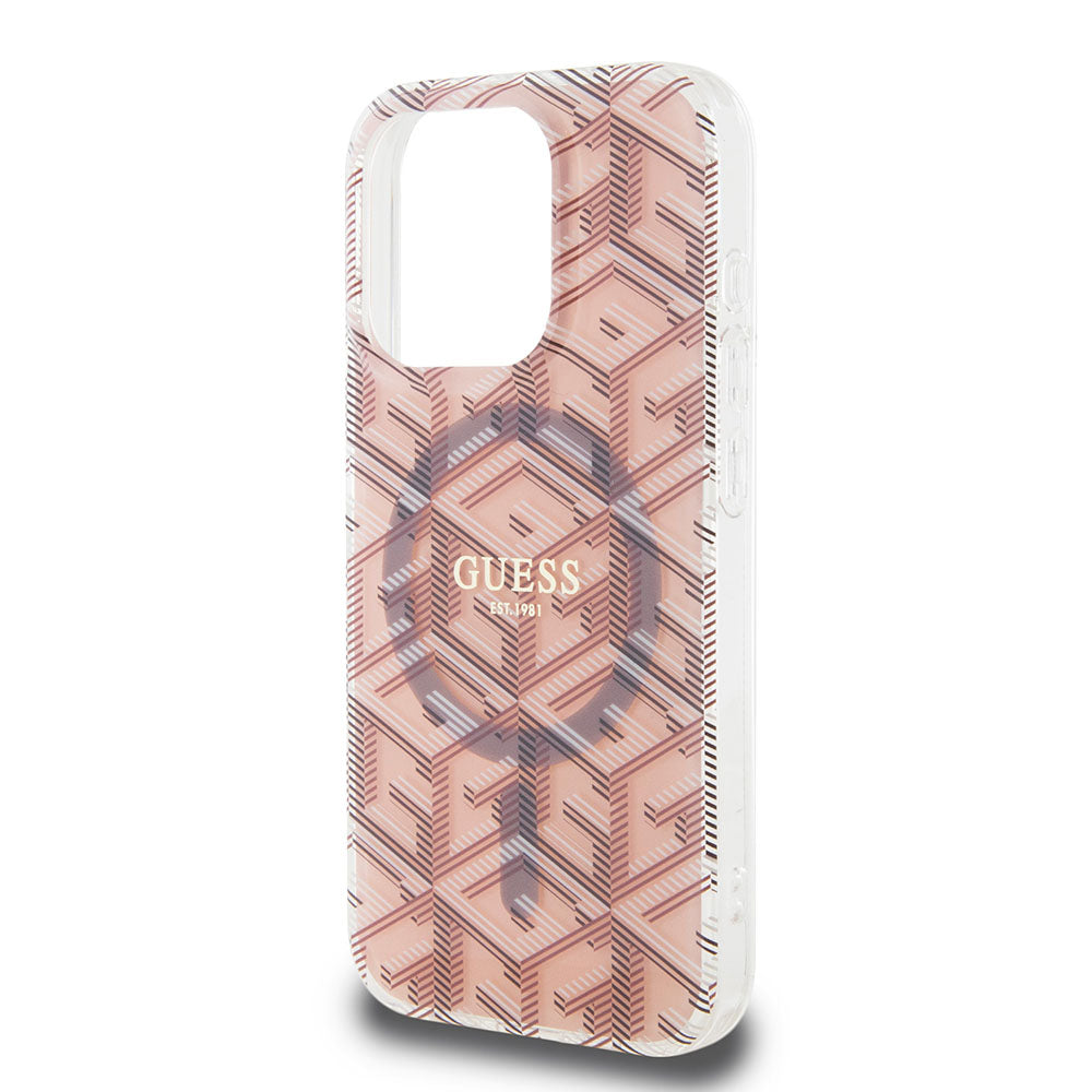 MagSafe Case for Apple iPhone 15 Pro Max, Guess, IML Gcube, Pink