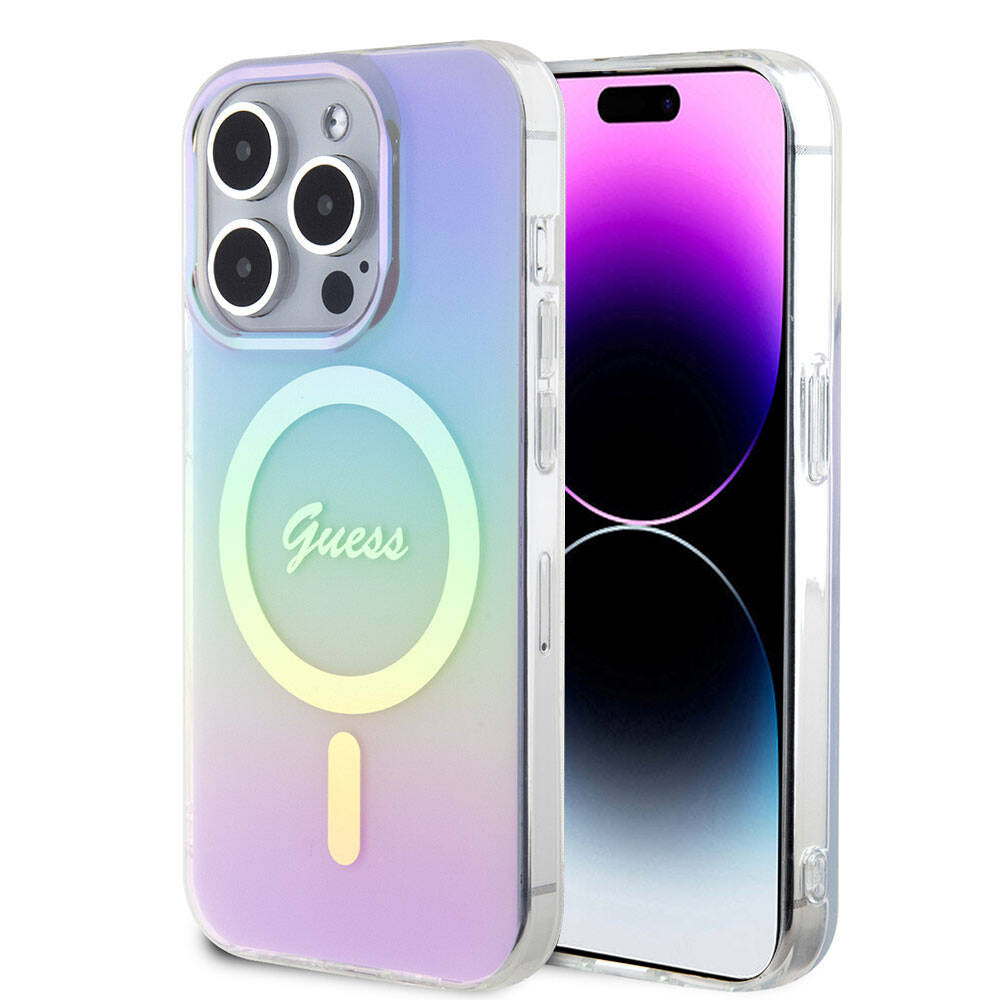 MagSafe Case for Apple iPhone 15 Pro Max, Guess, IML Iridescent, Purple