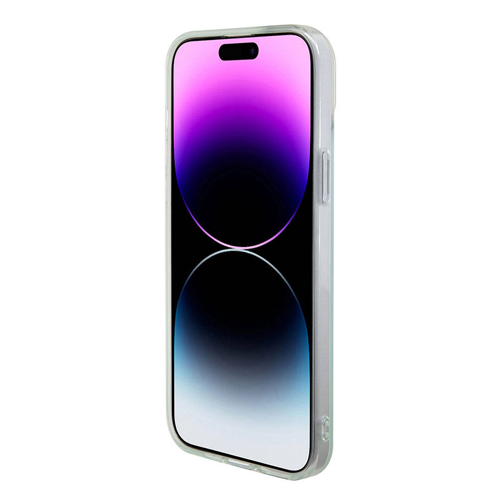 MagSafe Case for Apple iPhone 15 Pro Max, Guess, IML Iridescent, Turquoise