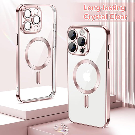MagSafe Case for Apple iPhone 15 Pro Max, Techsuit, Luxury Crystal, Pink