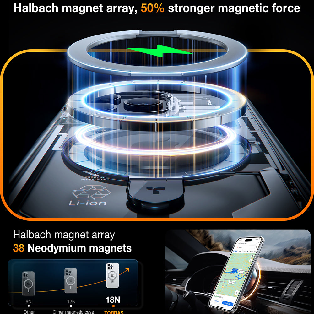 MagSafe Case for Apple iPhone 15 Pro Max, Torras, Ostand, Transparent