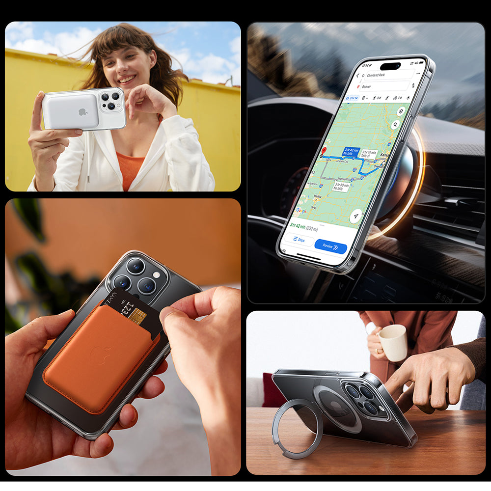 MagSafe Case for Apple iPhone 15 Pro Max, Torras, Ostand, Transparent