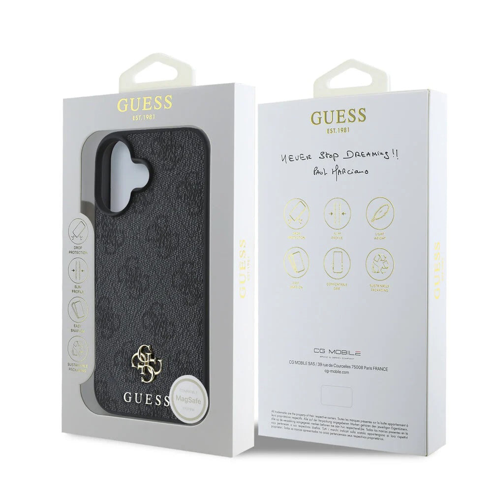 MagSafe Case for Apple iPhone 16, Guess, 4G Classic, Black