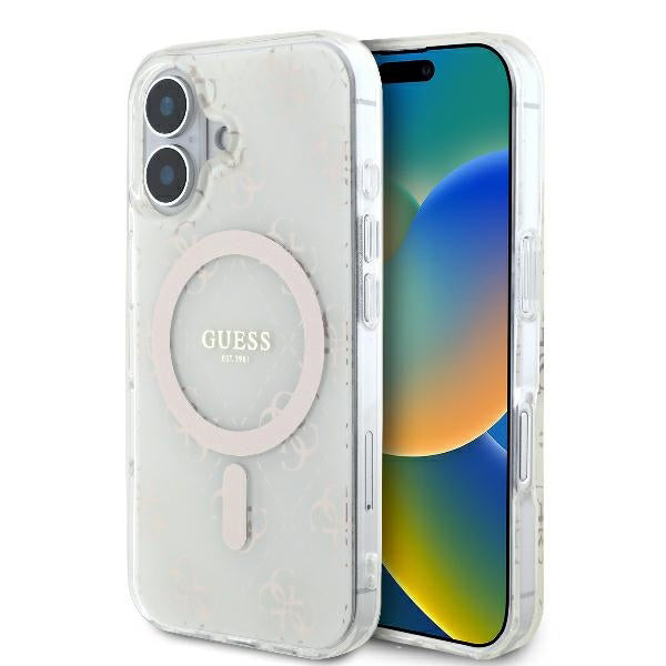 MagSafe Case for Apple iPhone 16, Guess, IML 4G Background, White