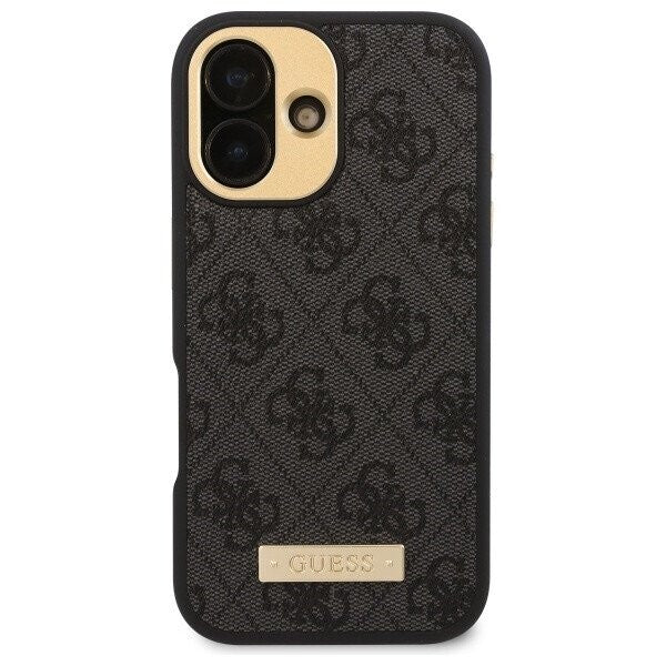 MagSafe Case for Apple iPhone 16 Plus, Guess, 4G Logo Plate, Black