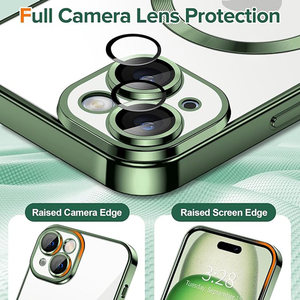 MagSafe Case for Apple iPhone 16 Plus, Techsuit, Luxury Crystal, Dark Green