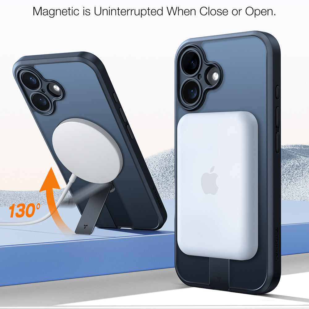 MagSafe Case for Apple iPhone 16 Plus, Torras, Pstand Spin, Black
