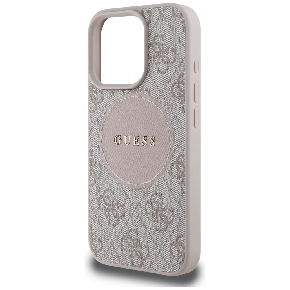 MagSafe Case for Apple iPhone 16 Pro, Guess, 4G Circle Classic Logo, Pink