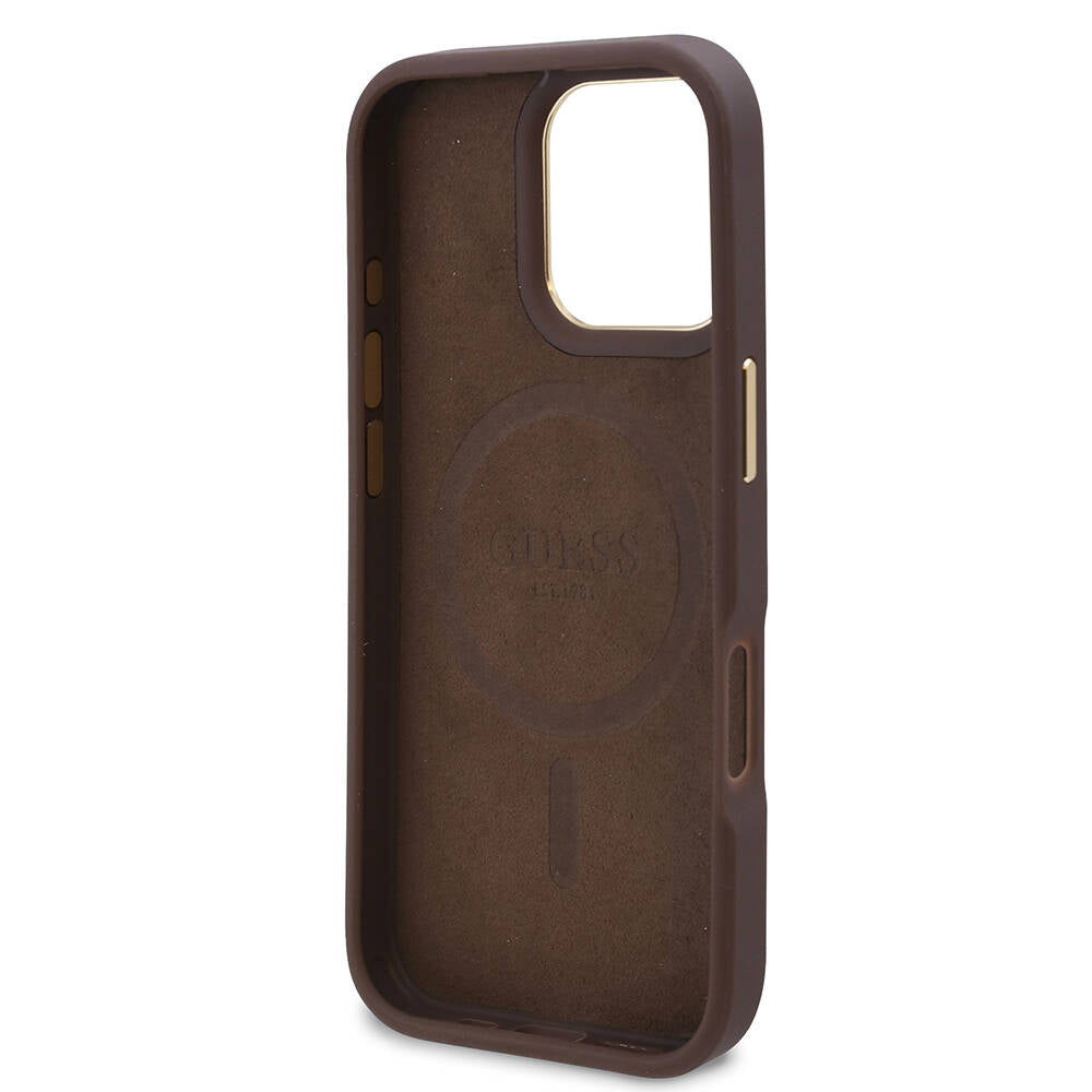MagSafe Case for Apple iPhone 16 Pro, Guess, 4G Logo Plate, Black