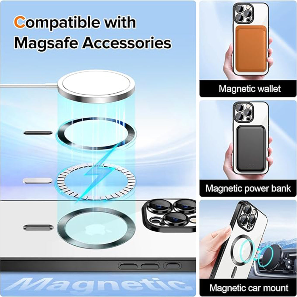 MagSafe Case for Apple iPhone 16 Pro, Techsuit, Luxury Crystal, Dark Blue