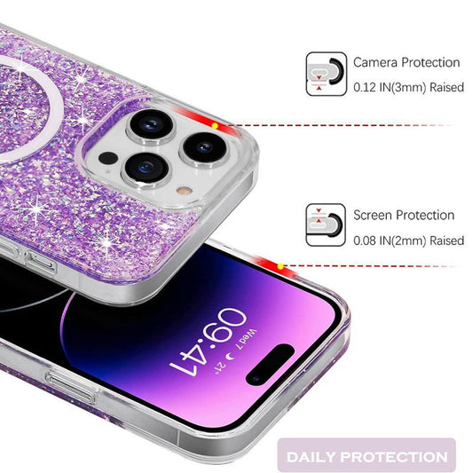 MagSafe Case for Apple iPhone 16, Techsuit, Sparkly Glitter, Purple