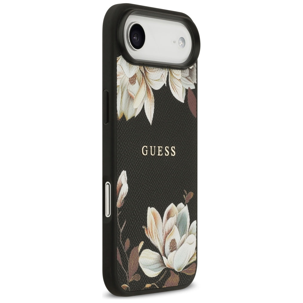 MagSafe Case for Apple iPhone 17 Air, Guess, Grained Flowers, Black
