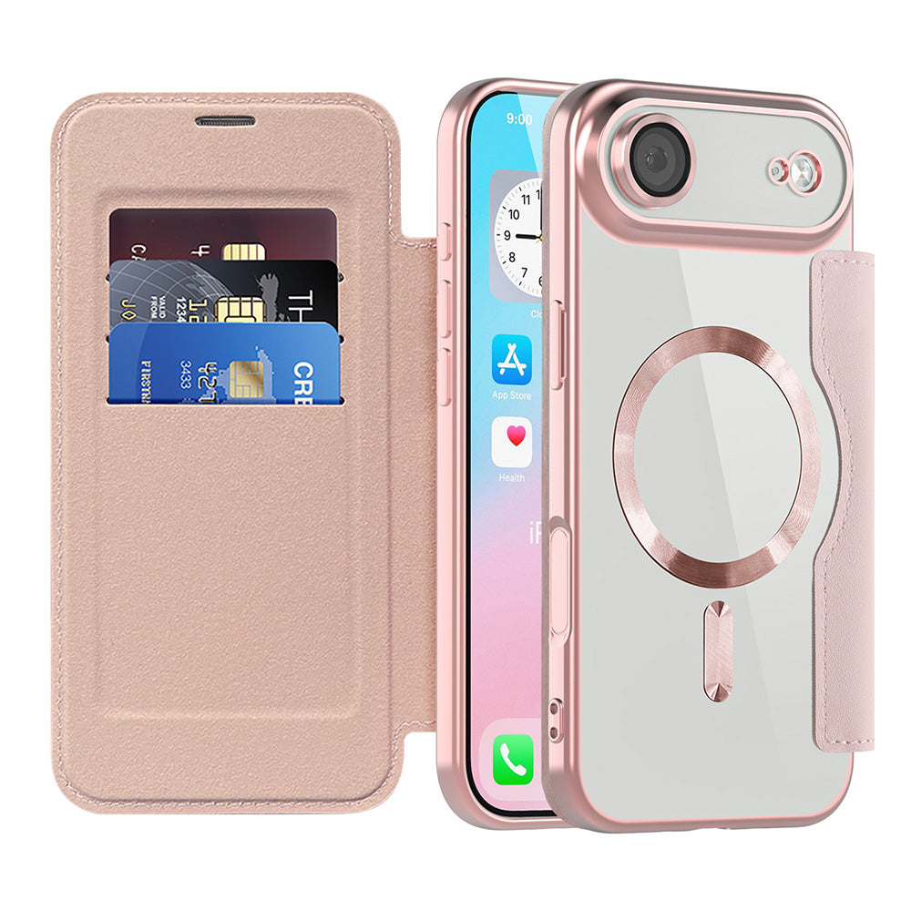 MagSafe Case for Apple iPhone 17 Air, Techsuit, SmartMag Book, Pink