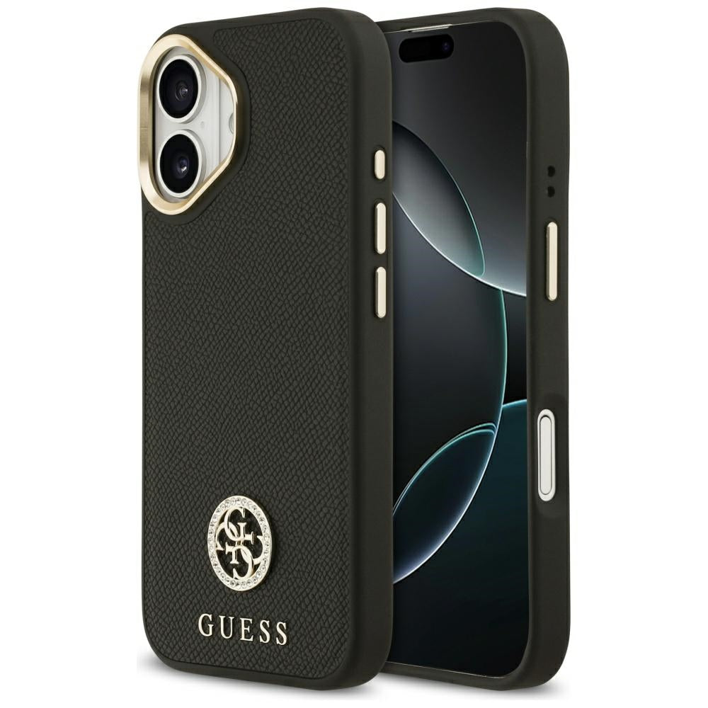 MagSafe Case for Apple iPhone 17, Guess, Grained Strass Logo, Black