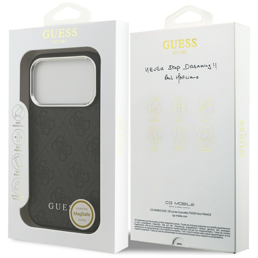 MagSafe Case for Apple iPhone 17 Pro, Guess, 4G Classic Logo, Black