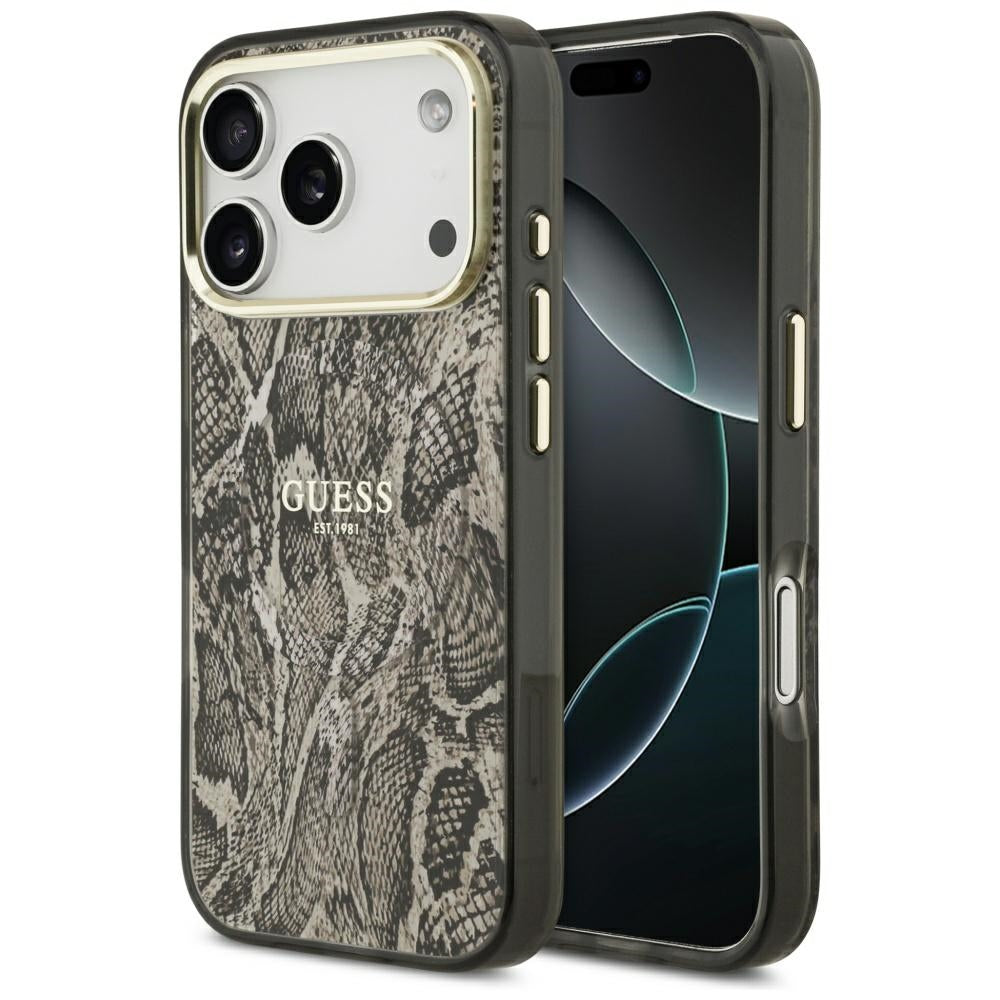 MagSafe Case for Apple iPhone 17 Pro, Guess, Python Pattern, Brown