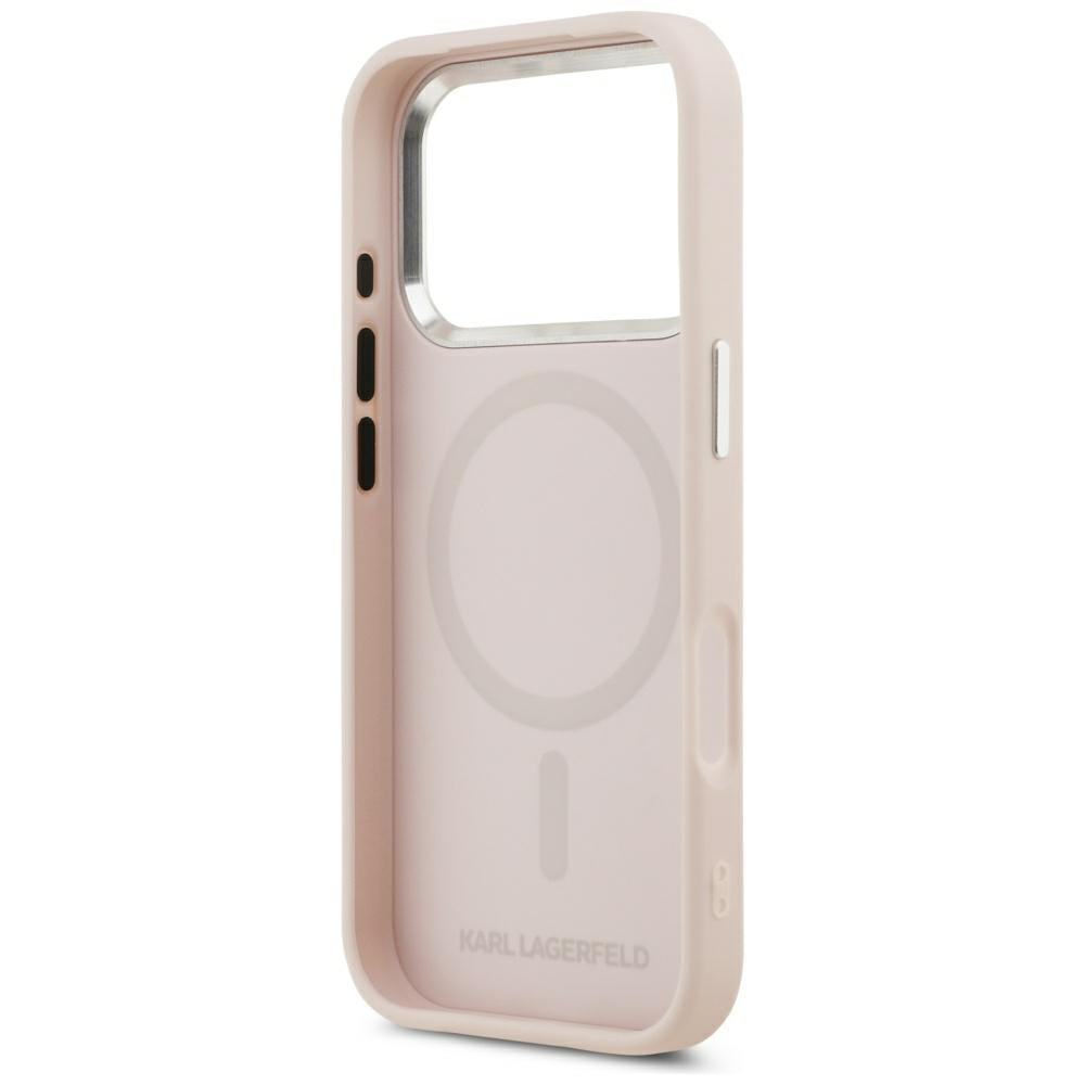 MagSafe Case for Apple iPhone 17 Pro, Karl Lagerfeld, Initial & Metal Logo, Pink