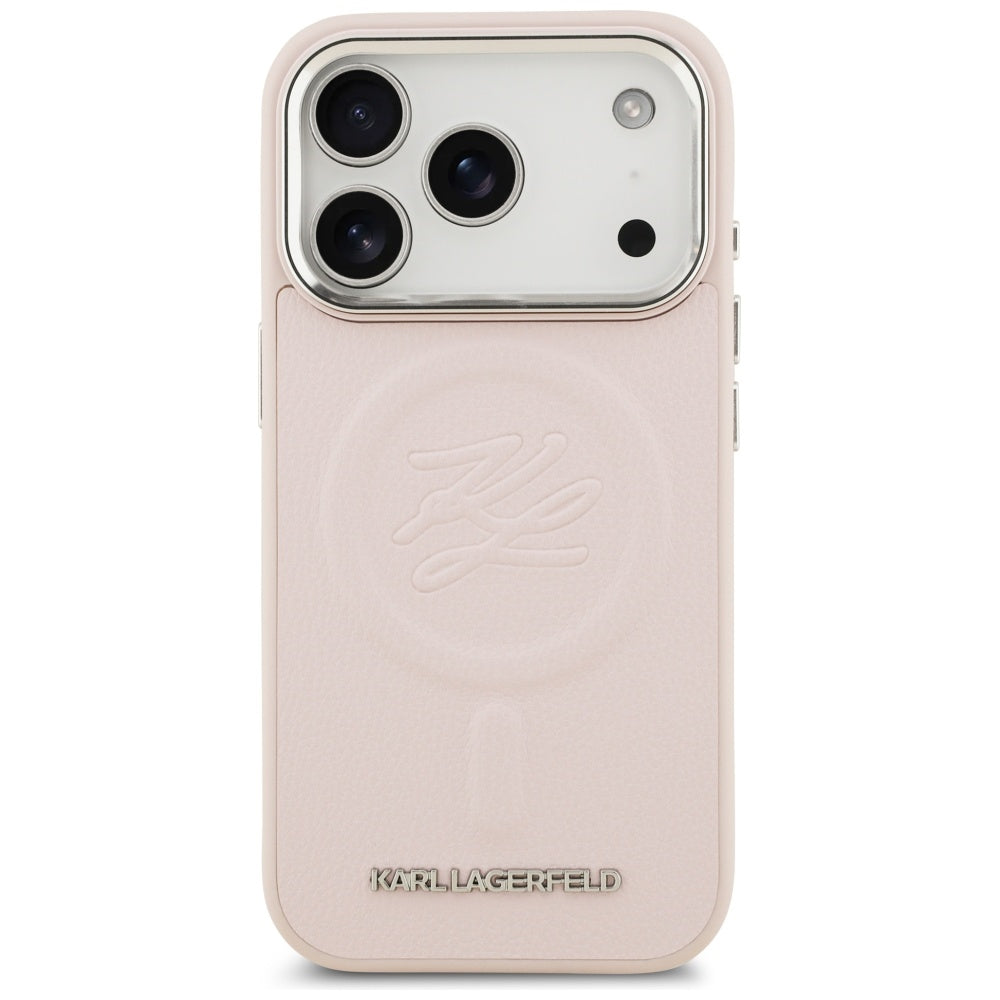MagSafe Case for Apple iPhone 17 Pro, Karl Lagerfeld, Initial & Metal Logo, Pink