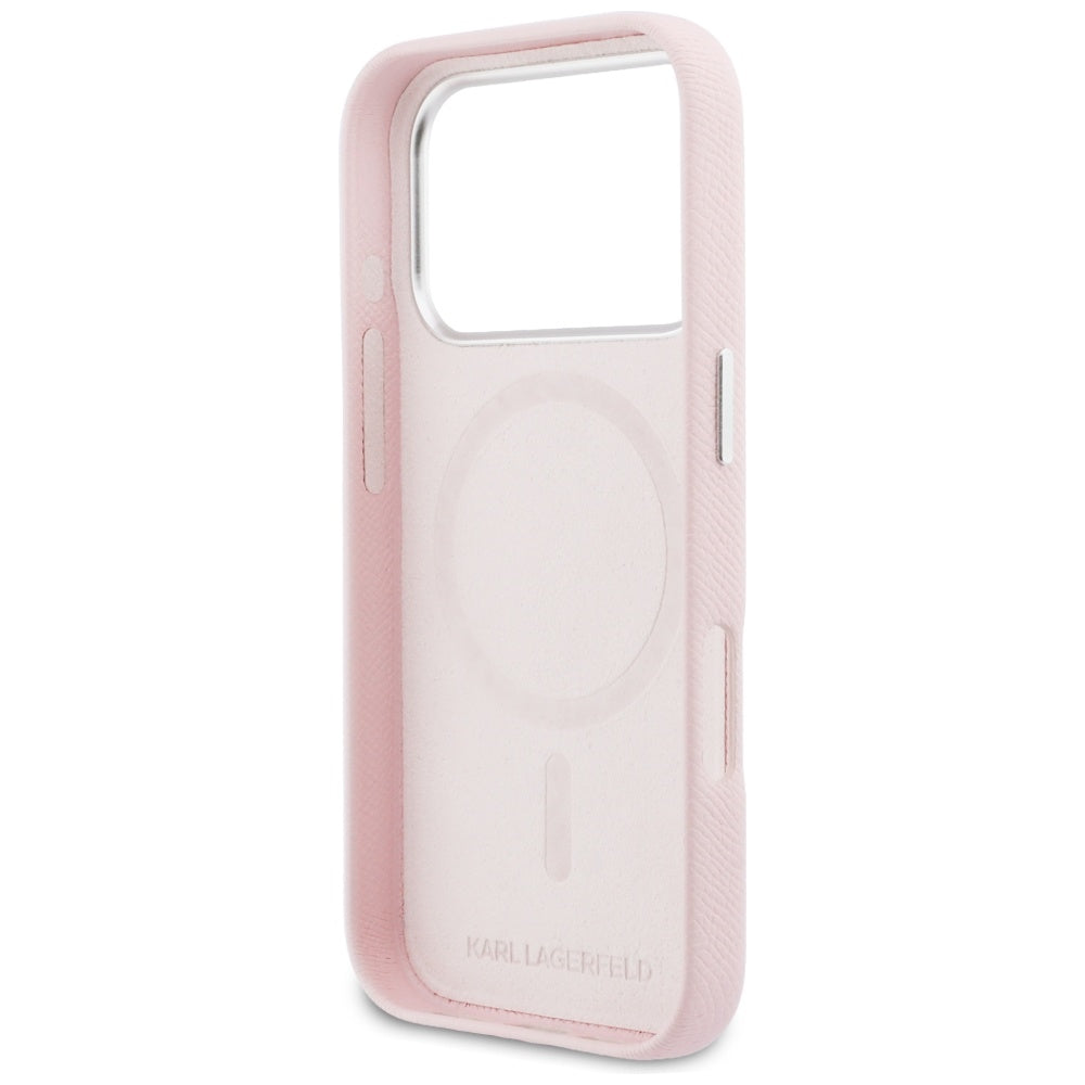 MagSafe Case for Apple iPhone 17 Pro, Karl Lagerfeld, Karl & Choupette Head's Pin, Pink