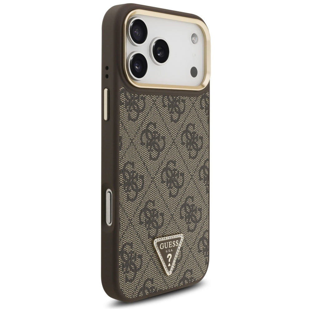 MagSafe Case for Apple iPhone 17 Pro Max, Guess, 4G Triangle Logo, Golden Brown