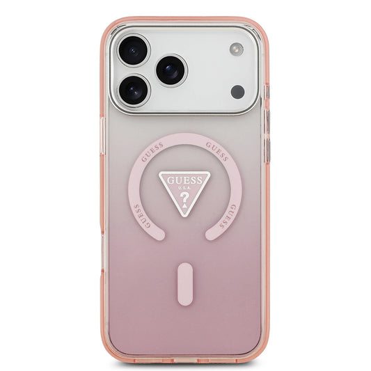MagSafe Case for Apple iPhone 17 Pro Max, Guess, IML Gradient Triangle Logo, Pink