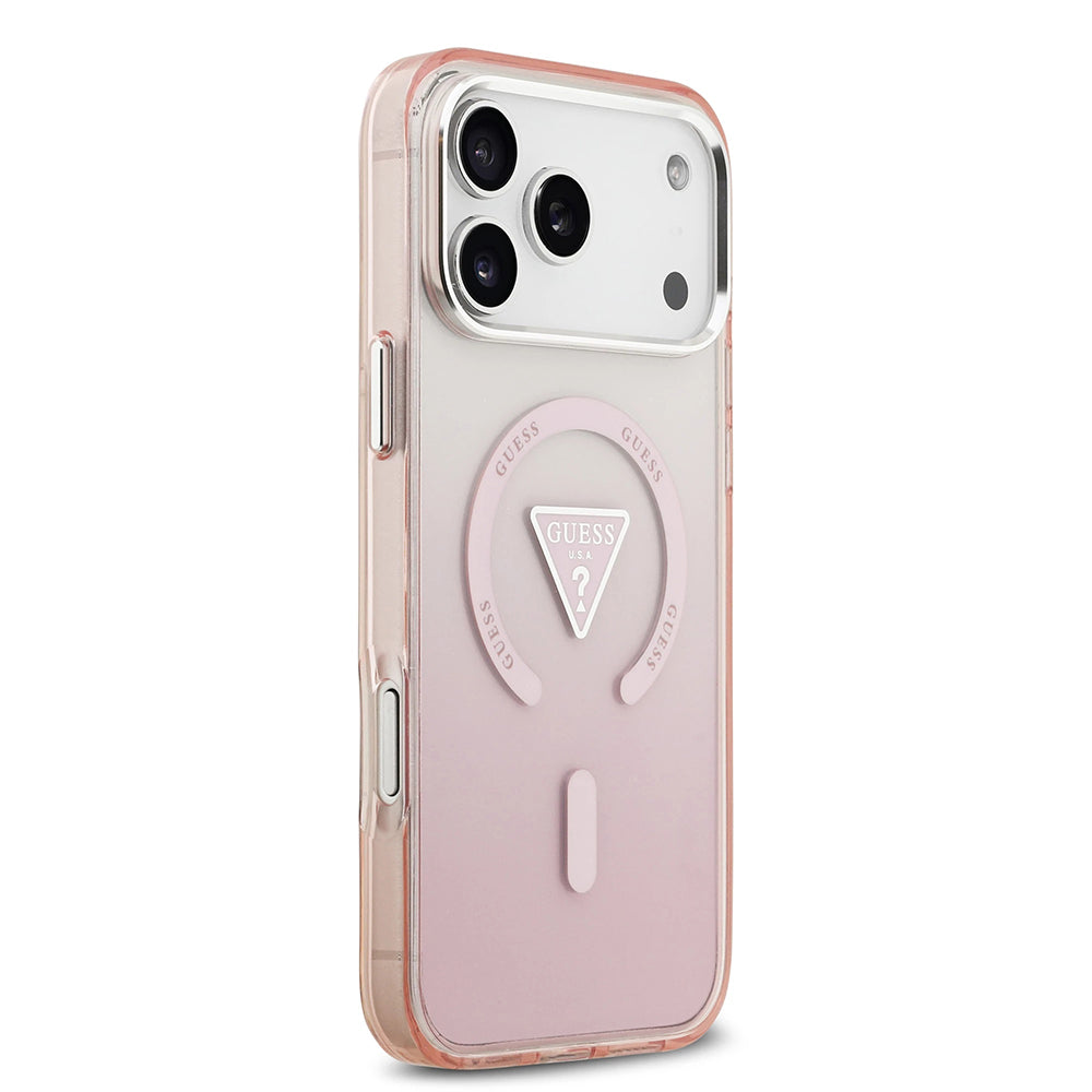 MagSafe Case for Apple iPhone 17 Pro Max, Guess, IML Gradient Triangle Logo, Pink