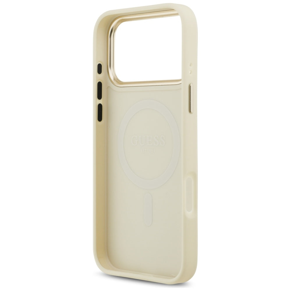 MagSafe Case for Apple iPhone 17 Pro Max, Guess, Peony Hot Stamp, Beige