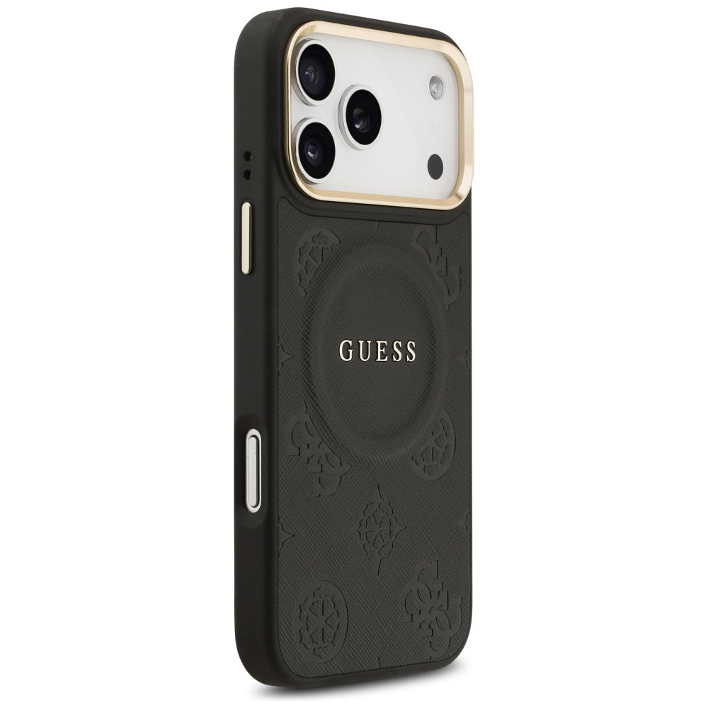 MagSafe Case for Apple iPhone 17 Pro Max, Guess, Peony Hot Stamp, Black