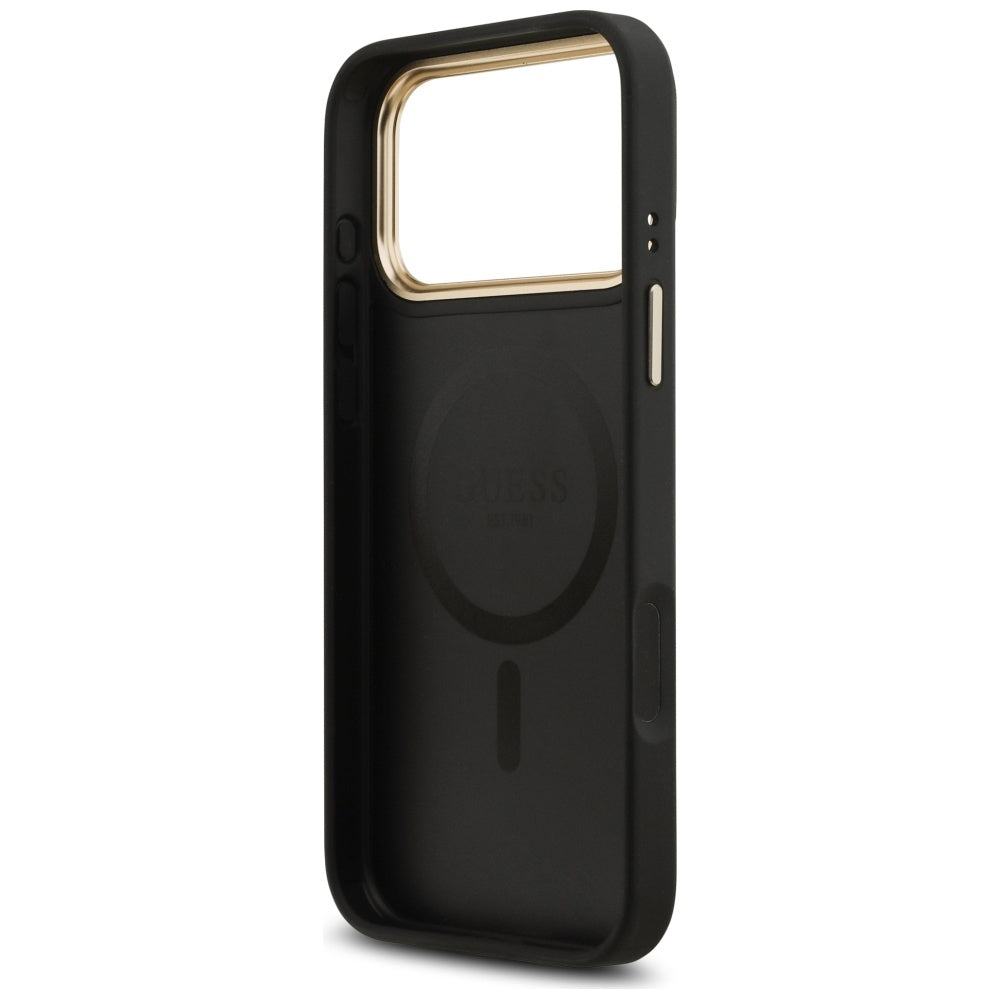 MagSafe Case for Apple iPhone 17 Pro Max, Guess, Peony Hot Stamp, Black