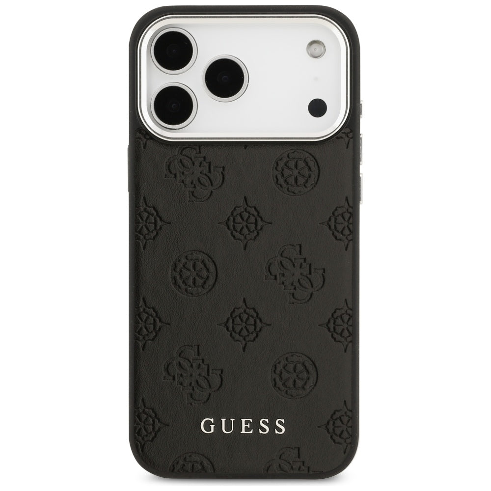 MagSafe Case for Apple iPhone 17 Pro Max, Guess, Peony Hot Stamp Script, Black