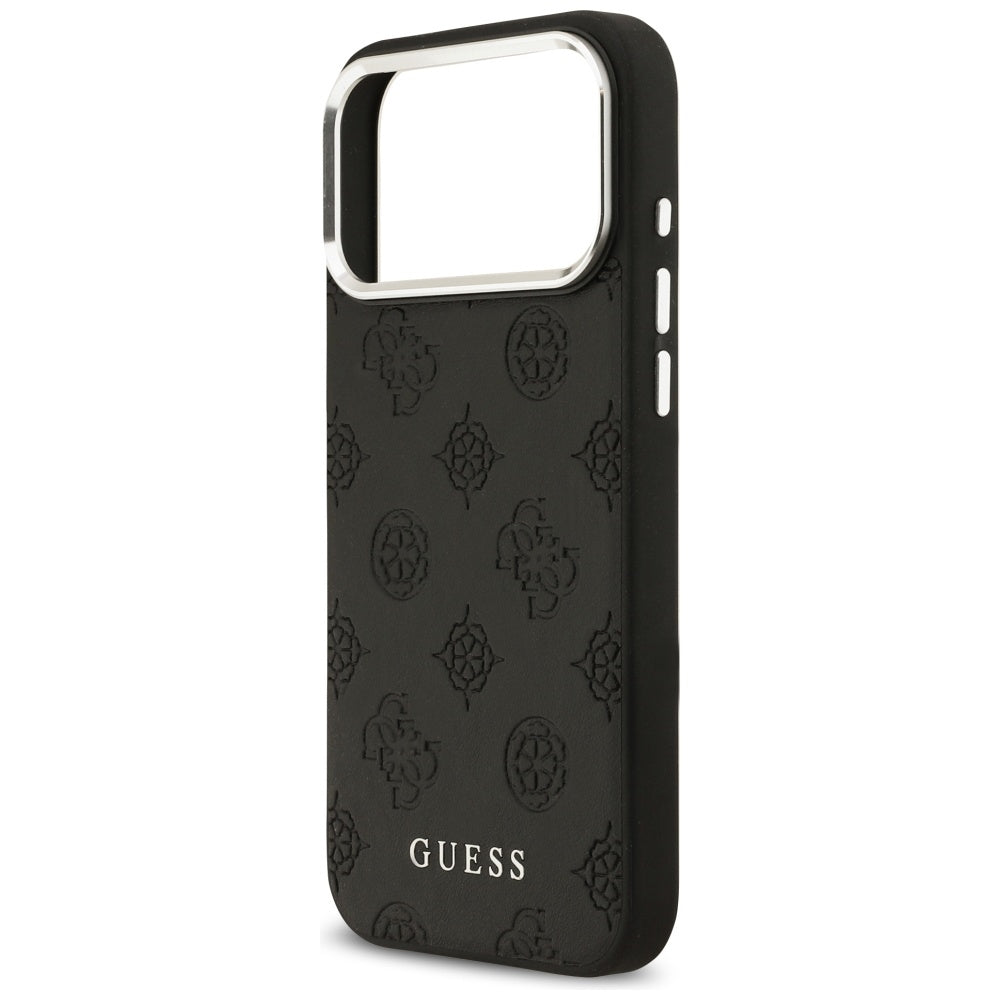 MagSafe Case for Apple iPhone 17 Pro Max, Guess, Peony Hot Stamp Script, Black