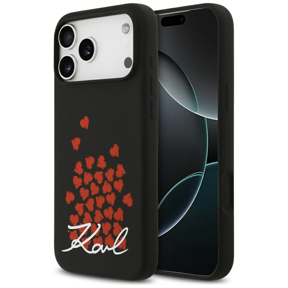 MagSafe Case for Apple iPhone 17 Pro Max, Karl Lagerfeld, Heart Sign Logo, Black
