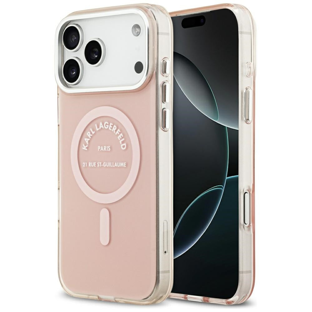 MagSafe Case for Apple iPhone 17 Pro Max, Karl Lagerfeld, IML Logo RSG, Pink