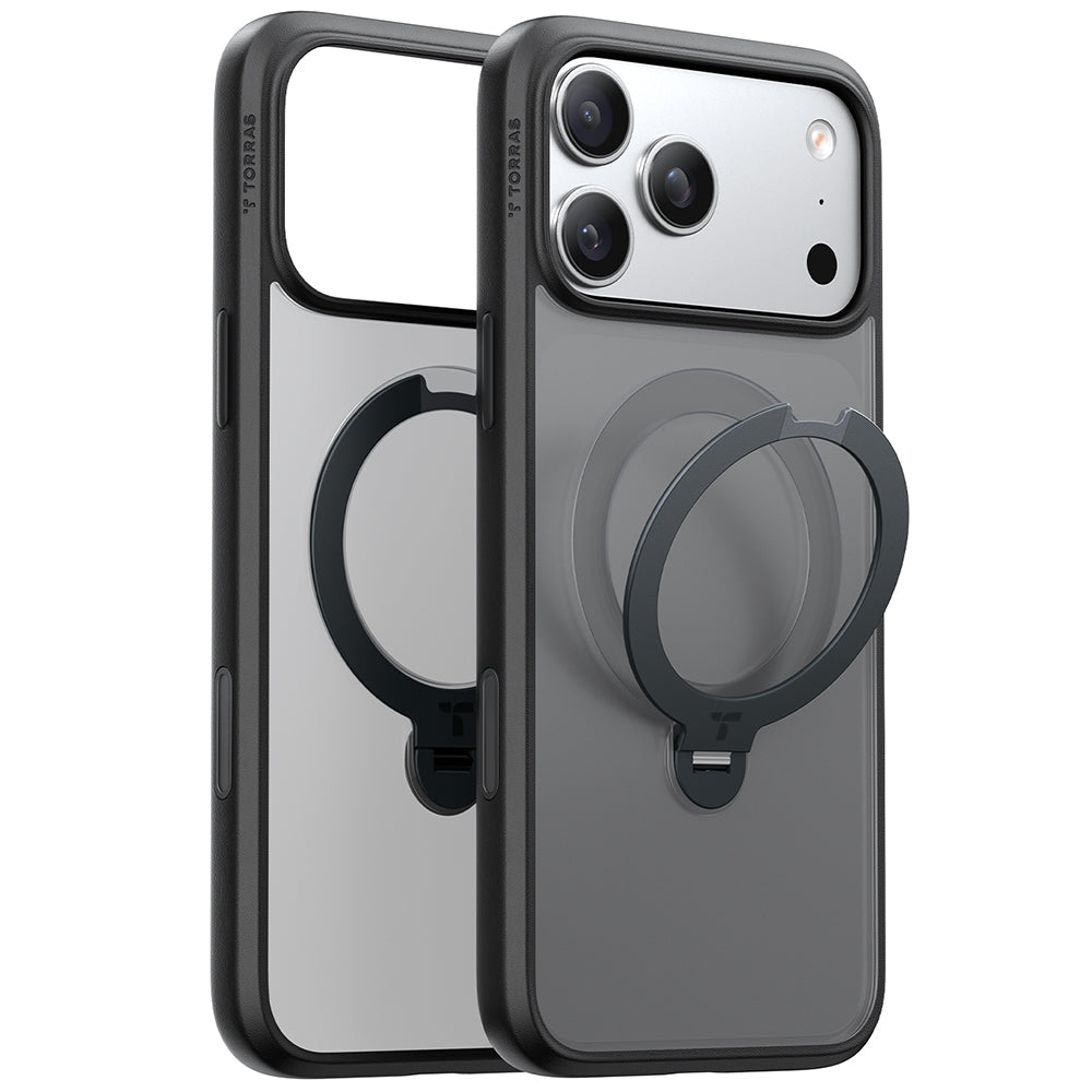 MagSafe Case for Apple iPhone 17 Pro Max, Torras, Ostand Spin, Black