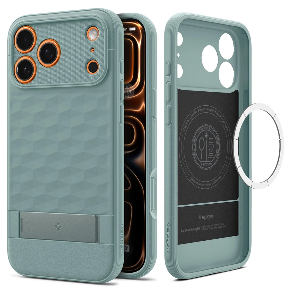MagSafe Case for Apple iPhone 17 Pro, Spigen, Caseology Parallax S, Green