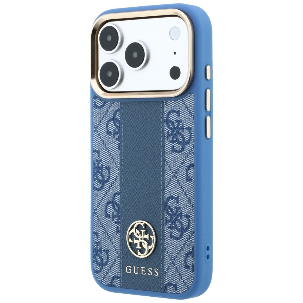 MagSafe Case for Apple iPhone 18 Pro / 17 Pro, Guess, 4G Stripe Round Classic Logo, Blue