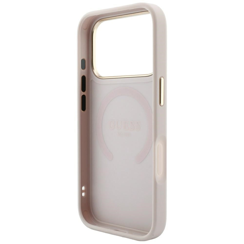 MagSafe Case for Apple iPhone 18 Pro / 17 Pro, Guess, Saffiano Peony Ring, Pink