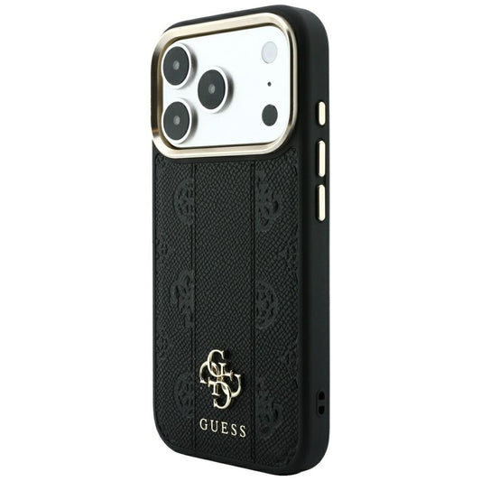 MagSafe Case for Apple iPhone 18 Pro / 17 Pro, Guess, Stripe Peony 4G, Black