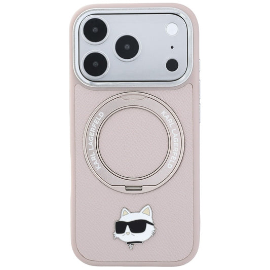 MagSafe Case for Apple iPhone 18 Pro / 17 Pro, Karl Lagerfeld, Ring Stand 360 Choupette Pin, Pink